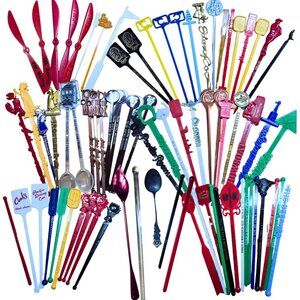 Huge Lot of Vintage Cocktail Bar Drink Stirrer Swizzle Sticks Tiki Bar